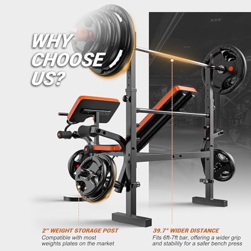 XDDIAS Weight Bench, 770LBS Bench Press Set with Leg Extension, 6 in 1 Olympic Weight Bench for Home Gym, Adjustable Workout Bench with Rack & Preacher Pad, Flat Incline Bench for Weight Lifting - Image 6