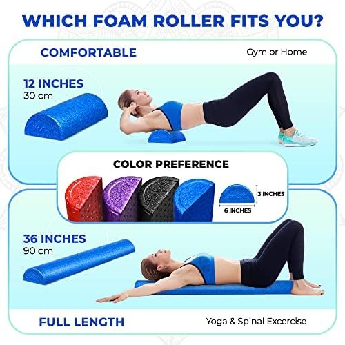 Yes4All High-Density Half Round EPP Foam Roller (12 inches - Blue) - Image 2