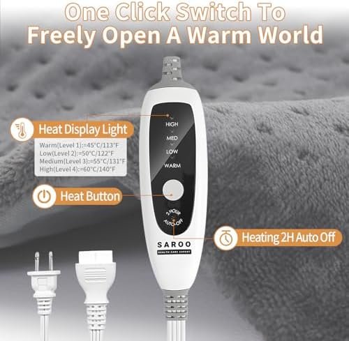 Heating Pad for Back,4lb Weighted Heating Pads for Pain Relief &Cramps,Gifts for Women, Men,12 * 24 King Size with 4 Heating Setting,2H Auto Off,Dry Moist Heat,Machine Washable,Purple - Image 2