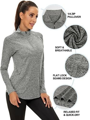 LURANEE Womens UPF 50+ Long Sleeve 1/4 Zip Pullover Athletic Hiking Running Workout Tops - Image 5
