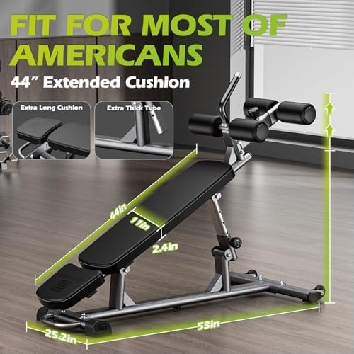 Semi-Commercial Sit-Up Bench with Reverse Crunch Handle for Ab & Core Workout and Decline Bench Press, Adjustable Weight Bench Press Set with 4 Adjustable Heights for Home Gym Strength Training - Image 7