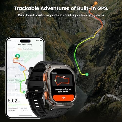KOSPET Tank M3 Ultra Smart Watch with GPS, 50M Waterproof, Compass, Altitude, Air Pressure, 480mAh Extra Large Battery, Full Stainless Steel, Bluetooth Call, 1.96'' AMOLED Always-on Display, AI Voice - Image 3