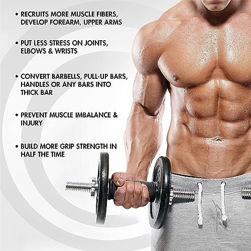 Yes4All Thick Dumbbell Handles Grips, Firm Rubber Barbell Grips, Great for Increasing Forearm Strength, Weightlifting, Muscle Building, Cable Attachments - Image 4