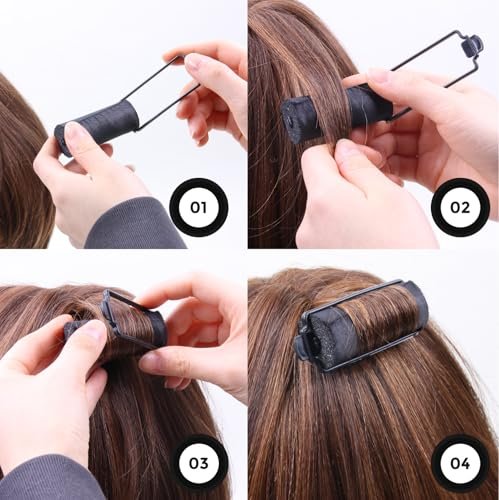 DONNA Silky Satin Foam Rollers 1.25"(D) 6PCS XL Hair Styling Heatless Curlers and Clips for Hairdressing BLACK - Image 5