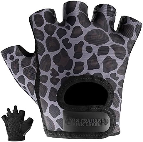 5297 Womens Design Series Leopard Print Lifting & Rowing Gloves (Pair) – Lightweight Vegan Medium Padded Microfiber Amara Leather w/Griplock Silicone