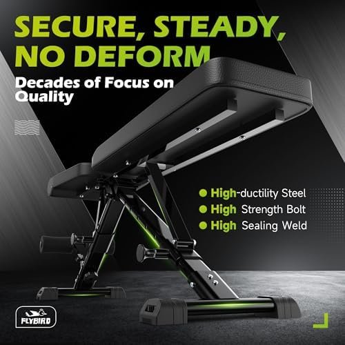 FLYBIRD Weight Bench, Adjustable Strength Training Bench for Full Body Workout with Fast Folding-New Version - Image 2