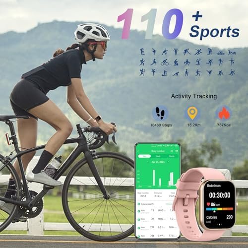 Smart Watch(Answer/Make Call), 1.96" Smartwatch for Men Women, 2025 New Fitness Watch with 110+ Sport Modes, Pedometer, Heart Rate/Spo2/Sleep Monitor, IP68 Waterproof Activity Tracker for Android iOS - Image 4
