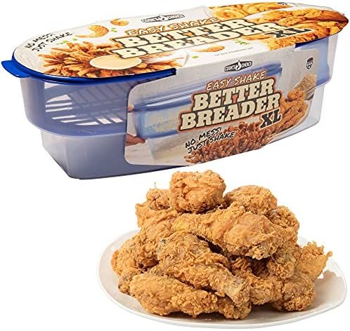 Cook’s Choice XL Original Better Breader Batter Bowl- All-in-One Mess Free Breading Station Tool- Great for Parties – Pour in Seasoning, Add Meat or Vegetables of Choice, & Just Shake- Made in the USA