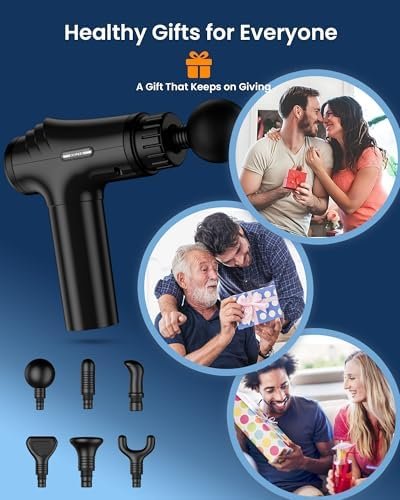 AYURA Massage Gun Deep Tissue, Percussion Muscle Massager Gun, Handheld Back Massager for Pain Relief, Mini Massage Gun with 30 Speeds and 6 Heads for Athletes Men Women (Black) - Image 6
