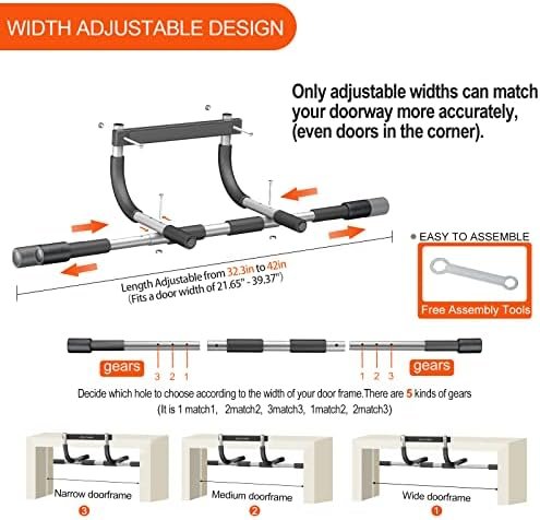 Ally Peaks Pull Up Bar for Doorway,Multiple Levels Width Adjustable Pull Up Bar Accurately Match Wide and Narrow doorframe,Indoor Chin-Up Bar Workout Bar,USA Original Patent - Image 2