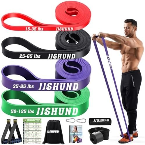 Resistance Bands Set, 4 Strengths Pull Up Aid Bands, Latex Exercise Bands for Men and Women, Workout Bands for Fitness, Muscle Strength Training