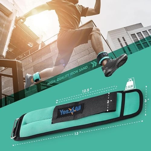 Yes4All Wrist & Ankle Weights Pair 1lb -10lbs, Adjustable Strap for Walking, Jogging, Pilates, Gym Fitness Workout for Women, Men - Image 3
