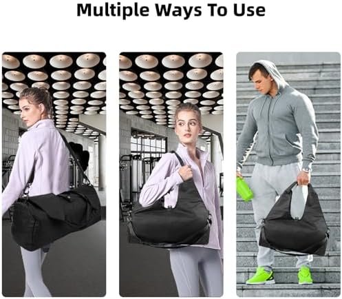Gym Bag, Yoga Gym Bag for Women and Men, Carrying Workout Gear and Accessories, Shoe Compartment and Wet Dry Storage Pockets, Travel Duffle Bag Carry On Weekender Bag - Image 6