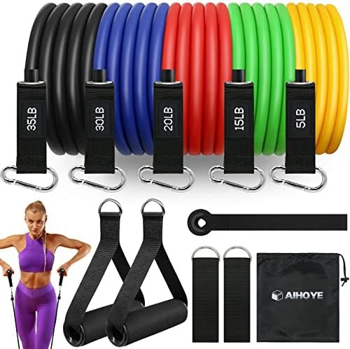 Aihoye Resistance Bands Set for Exercise – Fitness Bands with Door Anchors