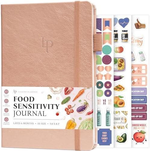 Legend Food Sensitivity Journal – Daily Elimination Diet & Health Diary with Symptom Tracker – Book Log for Low Fodmap, Diabetic, Ibs (Rose Gold)