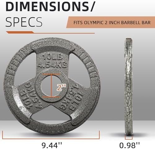 2-Inch Olympic Cast Iron Weight Plate for Strength Training & Weightlifting, Multiple Sizes - Image 2