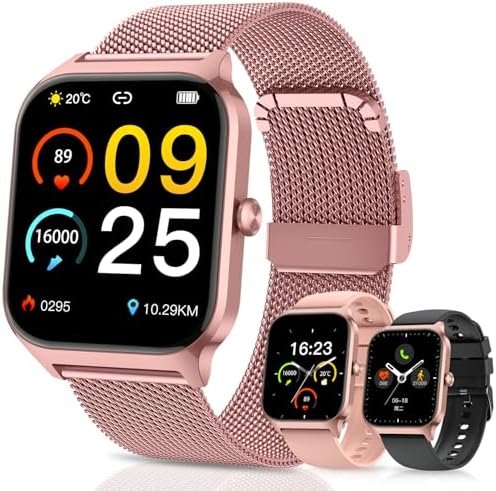 Smart Watch for Women Fitness Tracker: Rose Gold Make/Answer Call Smart Watches for Women Waterproof Digital Mens Watches Running Smartwatch Android Phone iPhone Samsung Compatible Heart Rate Monitor