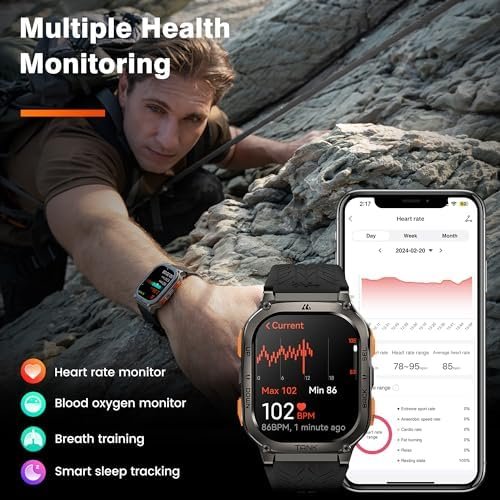 KOSPET Tank M3 Ultra Smart Watch with GPS, 50M Waterproof, Compass, Altitude, Air Pressure, 480mAh Extra Large Battery, Full Stainless Steel, Bluetooth Call, 1.96'' AMOLED Always-on Display, AI Voice - Image 6