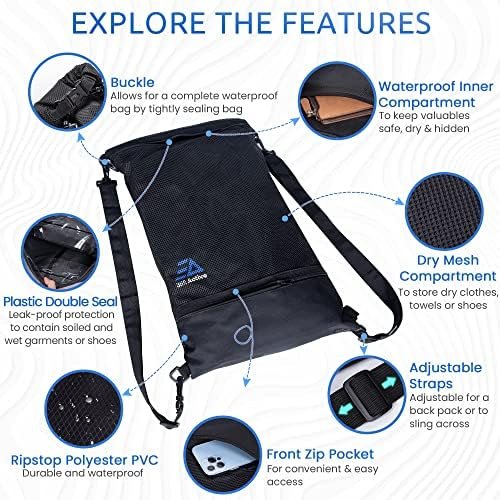 Waterproof Wet Dry Mesh Bag - Versatile Gym, Swim, Beach & Travel Backpack with Wet Compartment - Ideal for Hiking, Kayaking, Camping Accessories - 365 FINN - Image 4