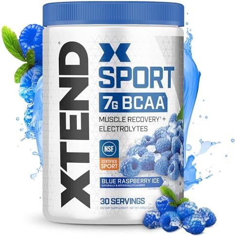 XTEND Sport BCAA Powder Blue Raspberry Ice – Electrolyte Powder for Recovery & Hydration with Amino Acids – 30 Servings