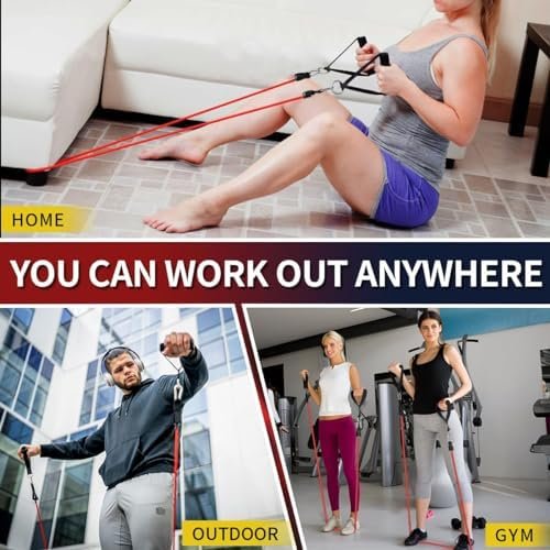 WHATAFIT Resistance Bands, Exercise Bands,Resistance Bands for Working Out, Work Out Bands with Handles for Men and Women Fitness, Strength Training Home Gym Equipment - Image 5