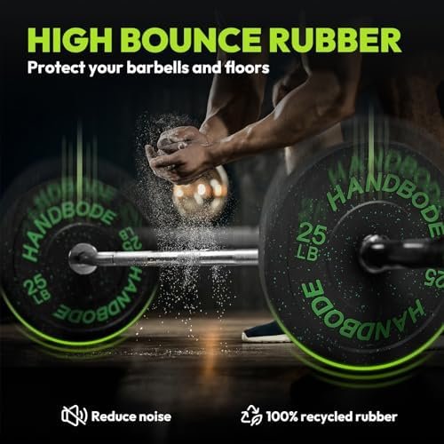 2-Inch Bumper Plates High Bounce, Olympic Weight Plate Set 45/100/160/190/260/300lb, Barbell Weight Plates Set for Home Gym, Colored Weights Rubber Strength Training Plate for Weight Lifting - Image 3