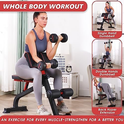 BODYRHYTHM Compact Adjustable Weight Bench for Full Body Strength Training, Ab/Back Hyper Roman Chair, Adjustable Ab Sit up Bench, Incline Decline Bench, Flat Bench, Hyperextension Bench, Back Extension Machine - Image 3