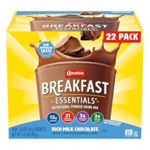 Carnation Breakfast Essentials Powder Drink Mix, Rich Milk Chocolate, 22 Count Box of 1.26 Ounce Packets