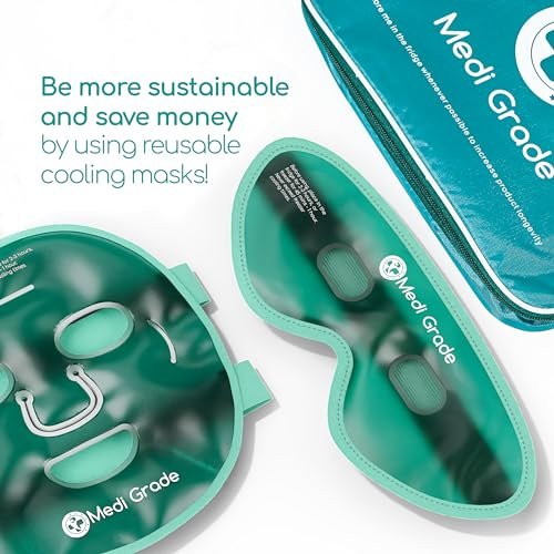 Medi Grade Cooling Ice Face Mask and Cooling Eye Mask for Puffy Eyes & Migraine Relief - Self Care Face Ice Pack with ChillGel Face Ice Mask Technology - Cooling Face Mask, Eye Pads and Bag - Image 9