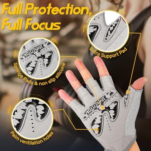 Workout Gloves for Men and Women - Ideal for Light & Medium Gym Exercise Training & Cycling, Includes Padded Design, Detachable Wrist Strap & Storage Mesh Bag - Image 3