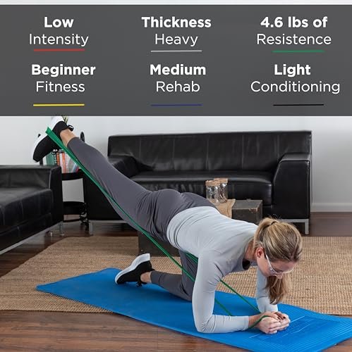 THERABAND Resistance Bands Set, Professional Elastic Band For Upper & Lower Body Exercise, Strength Training without Weights, Physical Therapy, Pilates, Rehab, Yellow & Red & Green, Beginner - Image 5