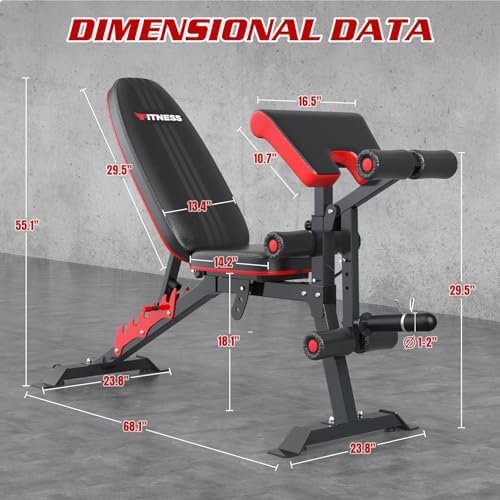 Fostoy Adjustable Weight Bench Press, 800lbs Load Workout Bench with Leg Extension and Preacher Pad, Flat/Incline/Decline Exercise Multi-Functional Bench for Home Workout Weight Training - Image 7