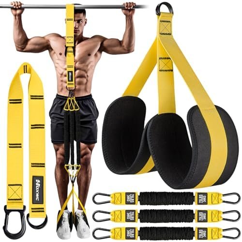 Adjustable Heavy Duty Resistance Bands for Pull Up Assistance – 3 Bands, Comfortable Fabric Feet/Knee Rest, Home Fitness, Body Stretching, Chin Up