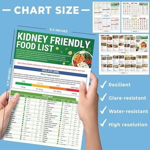 HAMIEW Set 3 Kidney Friendly Food List Chart, Kidney Disease Diet Meal Plan, Recipes Support, Hyperoxaluria, Oxalate Level, Low Sodium Potassium Phosphorus for CKD, Dialysis, Manage Hypertension - Image 6