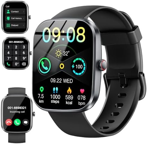 Smart Watch(Answer/Make Call), 1.91″ Smartwatch for Men Women, NEW Fitness Watch with 110+ Sport Modes, Fitness Activity Tracke with Pedometer/Sleep Monitor/Heart Rate/IP68 Waterproof, for Android iOS