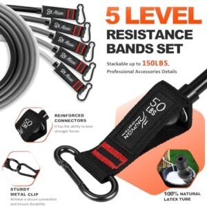 Resistance Bands, Exercise Bands with Handles, Fitness Bands, Workout Bands with Door Anchor and Ankle Straps, for Heavy Resistance Training, Physical Therapy, Shape Body, Yoga, Home Workout Set