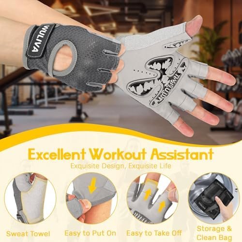 Workout Gloves for Men and Women - Ideal for Light & Medium Gym Exercise Training & Cycling, Includes Padded Design, Detachable Wrist Strap & Storage Mesh Bag - Image 6