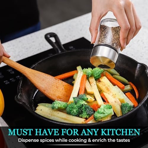 Salt Shaker or Pepper Shaker with Adjustable Pour Holes - Stainless Steel Spice Dispenser - Perfect for Pink Himalayan, Table Salt, Black and White Pepper. (2.4 oz) - Image 3