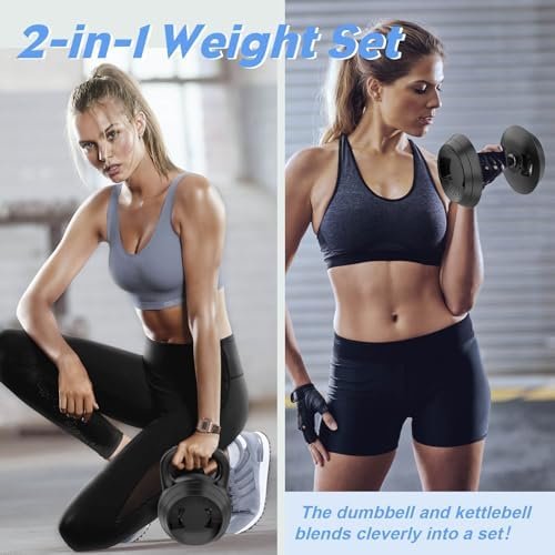2-1 Adjustable Kettlebells Set, Kettle bell Weights Set (10lb-25lb), Adjustable Dumbbell for Women/Men Home Gym Workout Strength Training - Image 2