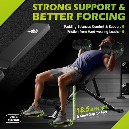 FLYBIRD Weight Bench, Adjustable Strength Training Bench for Full Body Workout with Fast Folding-New Version - Image 6