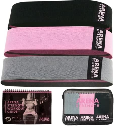 Arena Strength Fabric Booty Bands – Fabric Exercise Bands for Legs and Butt | Fabric Resistance Bands | Hip Resistance Bands with Workout Guide and Carry Case