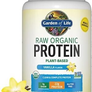 Vegan Protein Powder - Vanilla Protein Powder, Organic Protein Powder, 22g Plant Based Protein & BCAAs, Probiotics & Digestive Enzymes - Garden of Life Protein Powder, Gluten & Lactose Free 1.5 LB