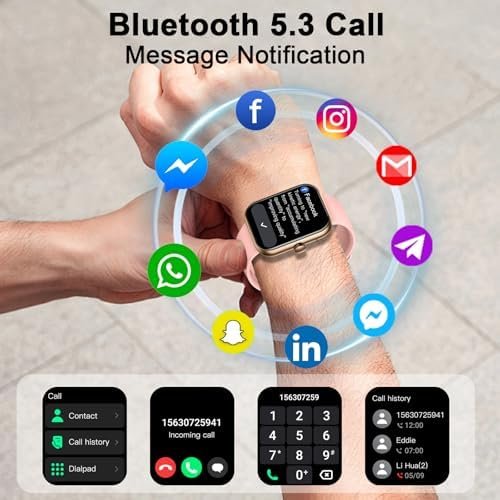 Smart Watch(Answer/Make Call), 1.96" Smartwatch for Men Women, 2025 New Fitness Watch with 110+ Sport Modes, Pedometer, Heart Rate/Spo2/Sleep Monitor, IP68 Waterproof Activity Tracker for Android iOS - Image 3