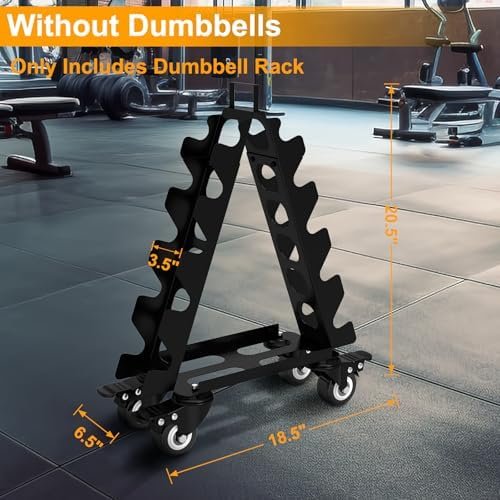 Dumbbell Rack 5 Tier with Wheels(Dumbbells not included),A-Frame Metal Dumbbell Holder with Handle,Multilevel Weight Storage for Dumbbells,Tree Shape Compact Weight Rack/Holder,Perfect for Home Gym - Image 3