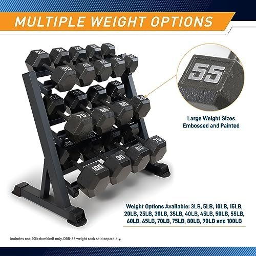 Marcy Cast Iron Hex Dumbbells Collection - Available size from 3-lb to 100-lb, SOLD INDIVIDUALLY - Image 5