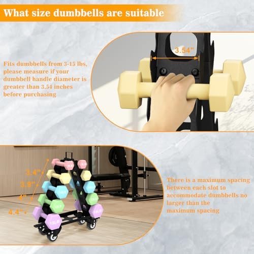 Dumbbell Rack 5 Tier with Wheels(Dumbbells not included),A-Frame Metal Dumbbell Holder with Handle,Multilevel Weight Storage for Dumbbells,Tree Shape Compact Weight Rack/Holder,Perfect for Home Gym - Image 5