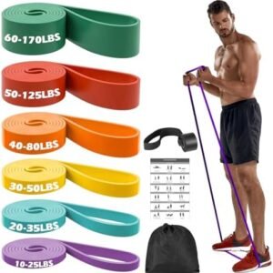 Zacro Resistance Bands, 6 Resistance Levels Pull Up Assistance Bands, Exercise Bands for Men&Women, Heavy Duty Resistance Band Set with Door Anchor, for Working Out, Muscle Training, Physical Therapy