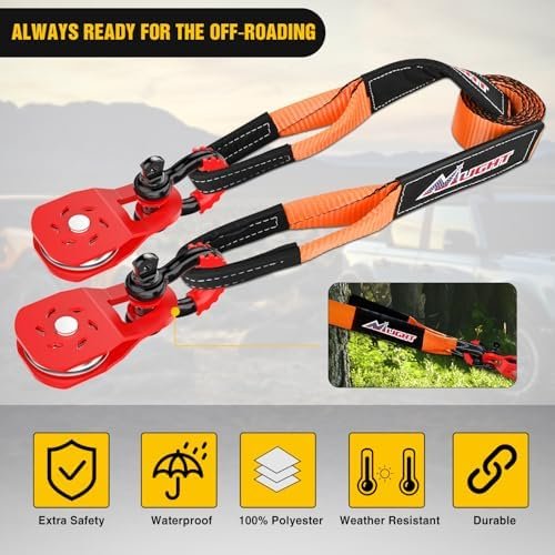 Nilight Offroad Recovery Kit 3" x 8' Tow Strap with Winch Snatch Block Pulley and 2Pcs 3/4" Anti-Theft D-Ring Shackles Storage Bag Heavy Duty Tow Rope for Car Truck SUV ATV (MBS 31500LBS) - Image 7