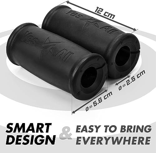 Yes4All Thick Dumbbell Handles Grips, Firm Rubber Barbell Grips, Great for Increasing Forearm Strength, Weightlifting, Muscle Building, Cable Attachments - Image 2