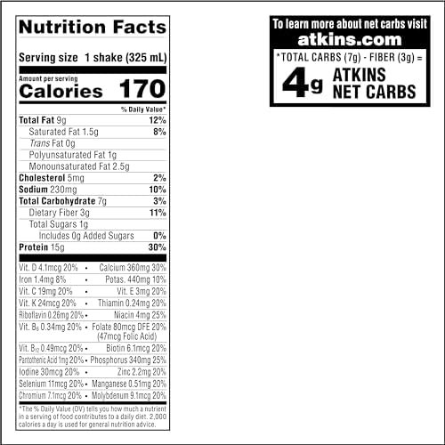 Atkins Iced Coffee Vanilla Latte Protein Shake, 15g Protein, Low Glycemic, 4g Net Carb, 1g Sugar, Keto Friendly, 12 packs of 11 fl Oz - Image 6